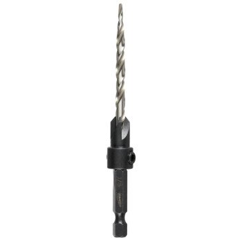 Milwaukee 48-13-5002 Countersink with Drill Bit, 3/16 in Dia Cutter, 1/4 in Dia Shank, 4.38 in OAL, Hex Shank, HSS