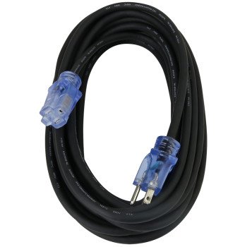 PowerZone OREC732725 Cord, 14/3 AWG Cable, Lighted, 25 ft L, 15 A, 125 V, Black