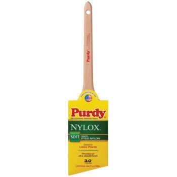 Purdy Nylox Dale 144080230 Angular Trim Brush, 3 in W, 2-15/16 in L Bristle, Nylon Bristle, Rat Tail Handle