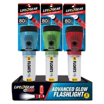 LifeGear 41-3732 Flashlight, AA Battery, LED Lamp, 80 Lumens, 25 hr Run Time, Red