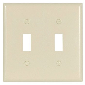 Eaton Wiring Devices 2139LA-BOX Wallplate, 4-1/2 in L, 4-9/16 in W, 2 -Gang, Thermoset, Light Almond, High-Gloss