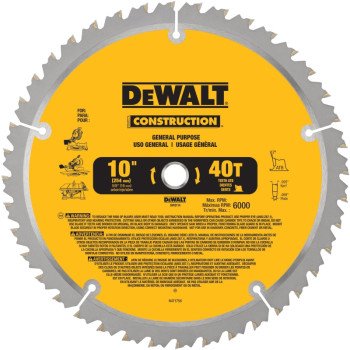 Dewalt DW3114 Combination General Purpose, Large Diameter, Thin Kerf Design Circular Saw Blade, 10 in Dia, 5/8 in Arbor