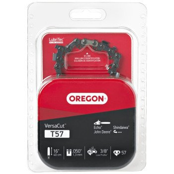 Oregon VersaCut T57 Chainsaw Chain, 16 in L Bar, 0.05 Gauge, 3/8 in TPI/Pitch, 57-Link