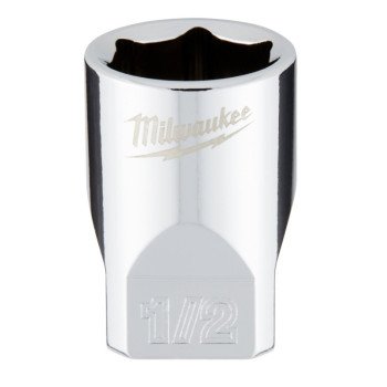 Milwaukee 45-34-9009 Socket, 1/2 in Socket, 1/4 in Drive, 6-Point, Chrome Vanadium Steel, Chrome