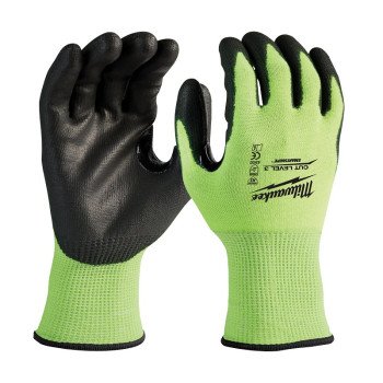 Milwaukee 48-73-8932 Dipped Gloves Unisex, L, Elasticated Knit Cuff, Nitrile Coating, Polyurethane Glove, Yellow