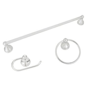 Boston Harbor 5003C Venetian Bath Hardware Set, Steel/Stainless Steel/Zinc, Chrome, 3-Piece, For: Bathroom