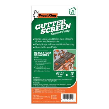 Frost King G636BR Gutter Screen, 3 ft L, 6-5/8 in W, Vinyl, Brown