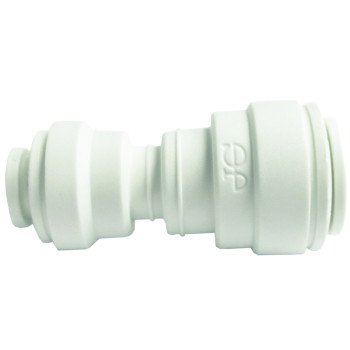 John Guest PP201208WP Reducing Pipe Union Connector, 3/8 x 1/4 in, Plastic/Polypropylene, 60 to 150 psi Pressure