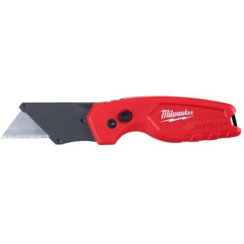 Milwaukee FASTBACK Series 48-22-1500 Compact Utility Knife, 1.27 in L Blade, 0.02 in W Blade, Steel Blade, 1-Blade