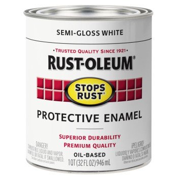 Rust-Oleum 353584 Rust Preventative Paint, Oil, Semi-Gloss, White, 1 qt, 80 to 175 sq-ft Coverage Area