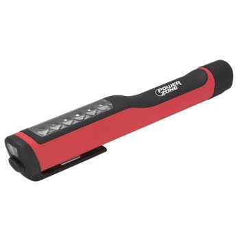 PowerZone 12500 Pocket Light, AAA Battery, LED Lamp, 25 Lumens, 8 m Beam Distance, 3.5 hr Run Time, Red & Black