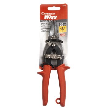 Crescent Wiss MPC3N Utility Snip, 9 in OAL, Straight Cut, Molybdenum Steel Blade, Non-Slip Grip Handle, Red Handle