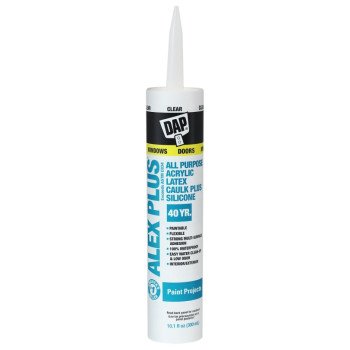 DAP ALEX PLUS 18156 Acrylic Latex Caulk with Silicone, Clear, -20 to 180 deg F, 10.1 fl-oz Cartridge