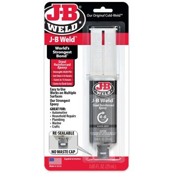 J-B Weld 50165 Epoxy Adhesive, Black Part A/White Part B, Paste, 25 mL, Syringe