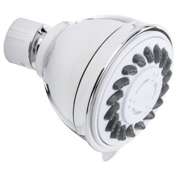 Plumb Pak K704CP Shower Head, Round, 1.8 gpm, 3-Spray Function, Polished Chrome, 2.7 in Dia