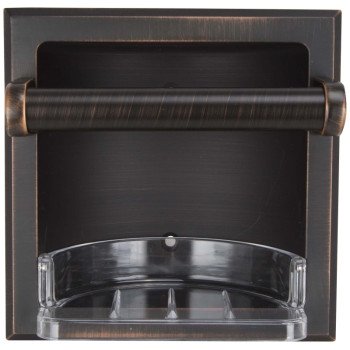 Boston Harbor 770H-35-07-SOU Soap Holder and Grab Bar, Recessed Mounting, Plastic Roller/Zinc, Venetian Bronze Finish