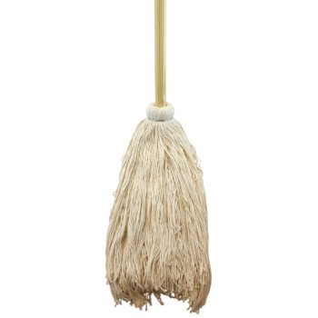 Chickasaw 00507 Wet Mop with Hanger, 20 oz Headband, 54 in L, Cotton Mop Head, White Mop Head, Metal Handle