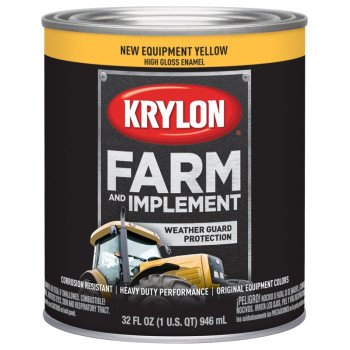 Krylon K02037000 Farm Equipment Paint, High-Gloss Sheen, New Equipment Cat Yellow, 1 qt