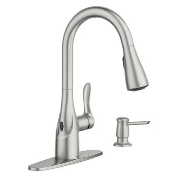 Moen Arlo Series 87087EWSRS Pull-Down Kitchen Faucet, 1.5 gpm, 1-Faucet Handle, Metal, Stainless Steel, Deck Mounting