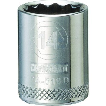 DEWALT DWMT74519OSP Hand Socket, 14 mm Socket, 3/8 in Drive, 12-Point, Vanadium Steel, Polished Chrome