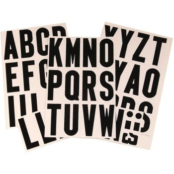 Hy-Ko MM-4L Packaged Letter Set, 3 in H Character, Black Character, White Background, Vinyl