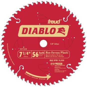 Diablo D0756N Circular Saw Blade, 7-1/4 in Dia, 5/8 in Arbor, 56-Teeth, Carbide Cutting Edge