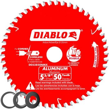 Diablo D053850NMX Circular Saw Blade, 5-3/8 in Dia, 20 mm Arbor, 50-Teeth, Carbide Cutting Edge