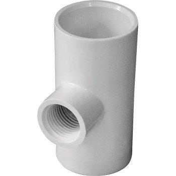 IPEX 435865 Pipe Tee, 1 x 1/2 in, Socket x Socket x FPT, PVC, White, SCH 40 Schedule, 150 psi Pressure