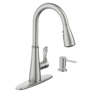 Moen Hadley Series 87245SRS Pull-Down Kitchen Faucet, 1.5 gpm, 1-Faucet Handle, 1-Faucet Hole, Metal, Stainless