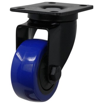 Shepherd Hardware 3660 Swivel Caster, 3 in Dia Wheel, TPU Wheel, Black/Blue, 225 lb, Polypropylene Housing Material