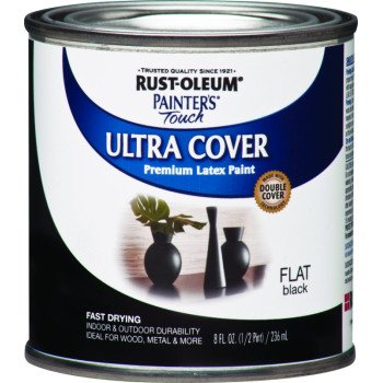 Rust-Oleum 1976730 Enamel Paint, Water, Flat, Black, 0.5 pt, Can, 120 sq-ft Coverage Area