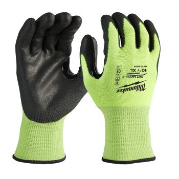 Milwaukee 48-73-8933 Dipped Gloves Unisex, XL, Elasticated Knit Cuff, Nitrile Coating, Polyurethane Glove, Yellow