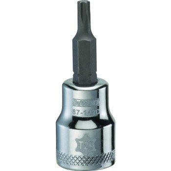 DEWALT DWMT87142OSP Torx Bit Socket, T20 Tip, 3/8 in Drive, Polished Chrome Vanadium