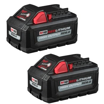 Milwaukee M18 REDLITHIUM 48-11-1862 Battery Pack, 18 V Battery, 6 Ah, Includes: (2) Batteries