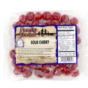 Family Choice 1131 Sour Candy, Cherry Flavor, 8 oz