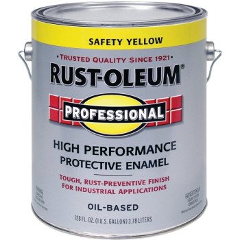 Rust-Oleum 242258 Enamel Paint, Oil, Gloss, Safety Yellow, 1 gal, Can, 255 to 435 sq-ft/gal Coverage Area