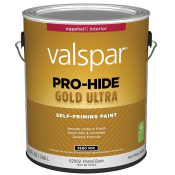 Valspar Pro-Hide Gold Ultra 6200 028.0062002.007 Latex Paint, Acrylic Base, Eggshell Sheen, Pastel Base, 1 gal, Can