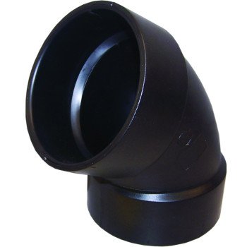 Thrifco Plumbing 6792604 1/6 Bend Pipe Elbow, 4 in, Hub, 60 deg Angle, ABS, Black