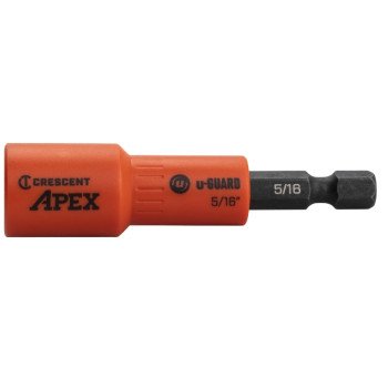 Crescent APEX u-GUARD CAUGN2DHX20 Covered Magnetic Nutsetter, 5/16 in Drive, 2.56 in L, Hex Shank