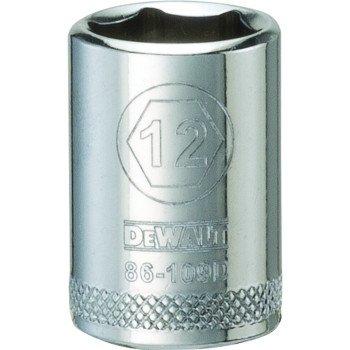 DEWALT DWMT86109OSP Hand Socket, 12 mm Socket, 1/4 in Drive, 6-Point, Vanadium Steel, Polished Chrome