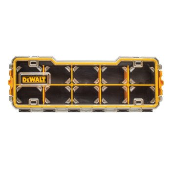 DEWALT DWST14835 Pro Organizer, 17-5/8 in L, 6-5/8 in W, 2-7/8 in H, 10-Compartment, Polycarbonate, Black