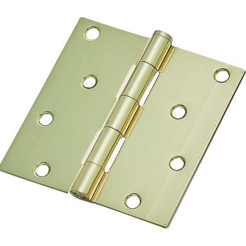 ProSource 20339BBX Square Corner Door Hinge, Steel, Polished Brass, Loose Pin, 180 deg Range of Motion