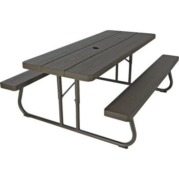 Lifetime Products 60110 Picnic Table, 30 in W, 72 in D, 29 in H, HDPE Table, Foldable