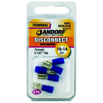 Jandorf 60876 Disconnect Terminal, 16 to 14 AWG Wire, Vinyl Insulation, Copper Contact, 5/PK