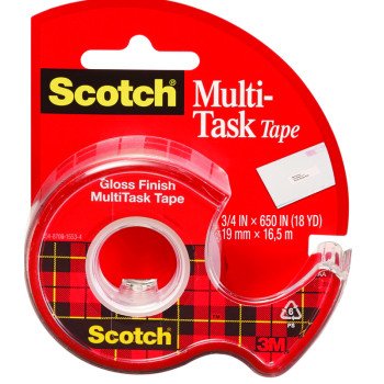 Scotch 25 Multi-Task Tape, 650 in L, 3/4 in W, Plastic Backing