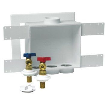 Oatey Quadtro 38529 Washing Machine Outlet Box, 1/2 in Connection, Brass/Polystyrene