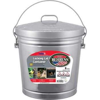 Behrens 6106 Kit Locking Lid Can, 6 gal Capacity, Steel, Silver, Lid Closure