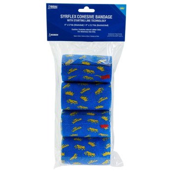 Ideal SyrFlex TA3400BLUP-4PK Crown Cohesive Bandage, 5 yd L, 4 in W, Rubber Latex Bandage, Blue