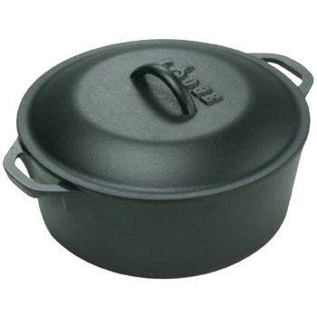 Lodge L8DOL3 Dutch Oven, 5 qt Capacity, Iron, Black, 10-1/4 in Dia, Loop Handle