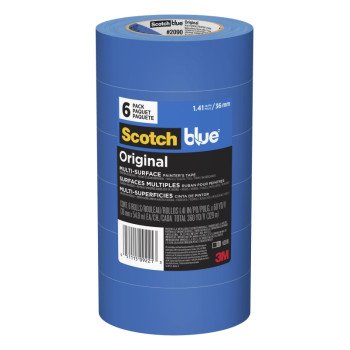 ScotchBlue 2090-36A-CP Painter's Tape, 60 yd L, 1-1/2 in W, Crepe Paper Backing, Blue